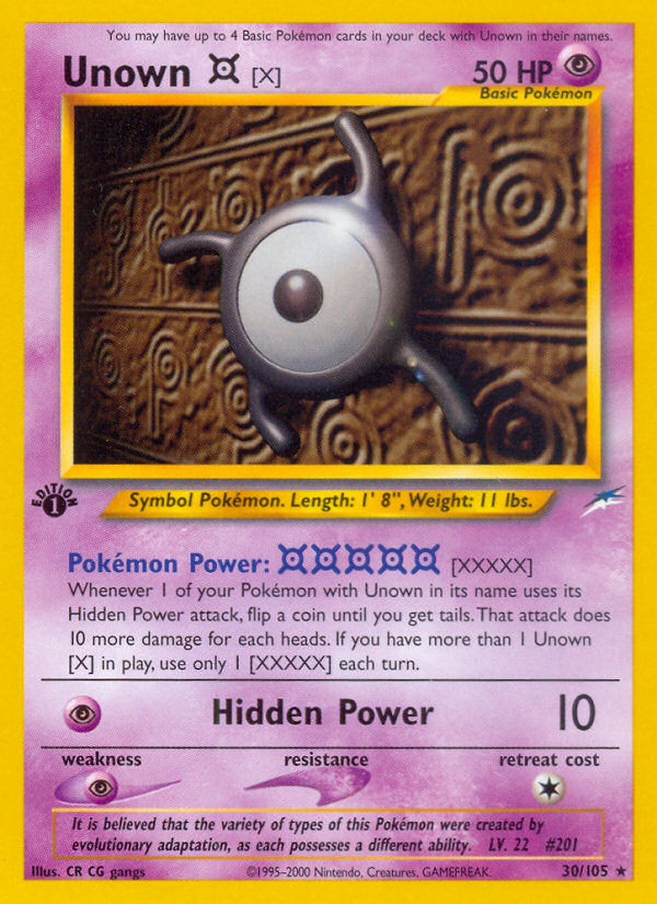 Unown [X] (30 105) [Neo Destiny 1st Edition] on Sale