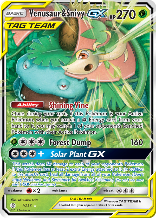 Venusaur & Snivy GX (1 236) [Sun & Moon: Cosmic Eclipse] Sale