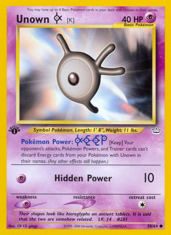 Unown [K] (58 64) [Neo Revelation 1st Edition] For Discount